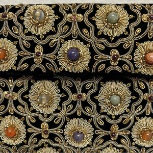 New Rare Vtg Handmade Clutch Shoulder bag Handbag Cabochon stones Jade Cornelian